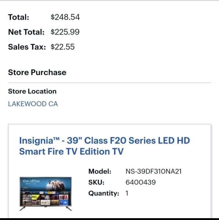 Insignia 39" Class F20 Series Led Hd Smart Fire Tv