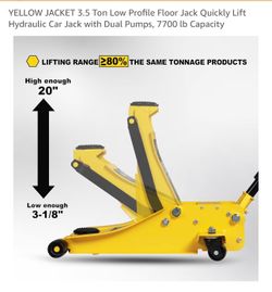 YELLOW JACKET 3 Ton Hydraulic Floor Jack Dual Pump for Q