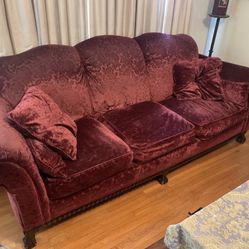 Red Velvet Sofa