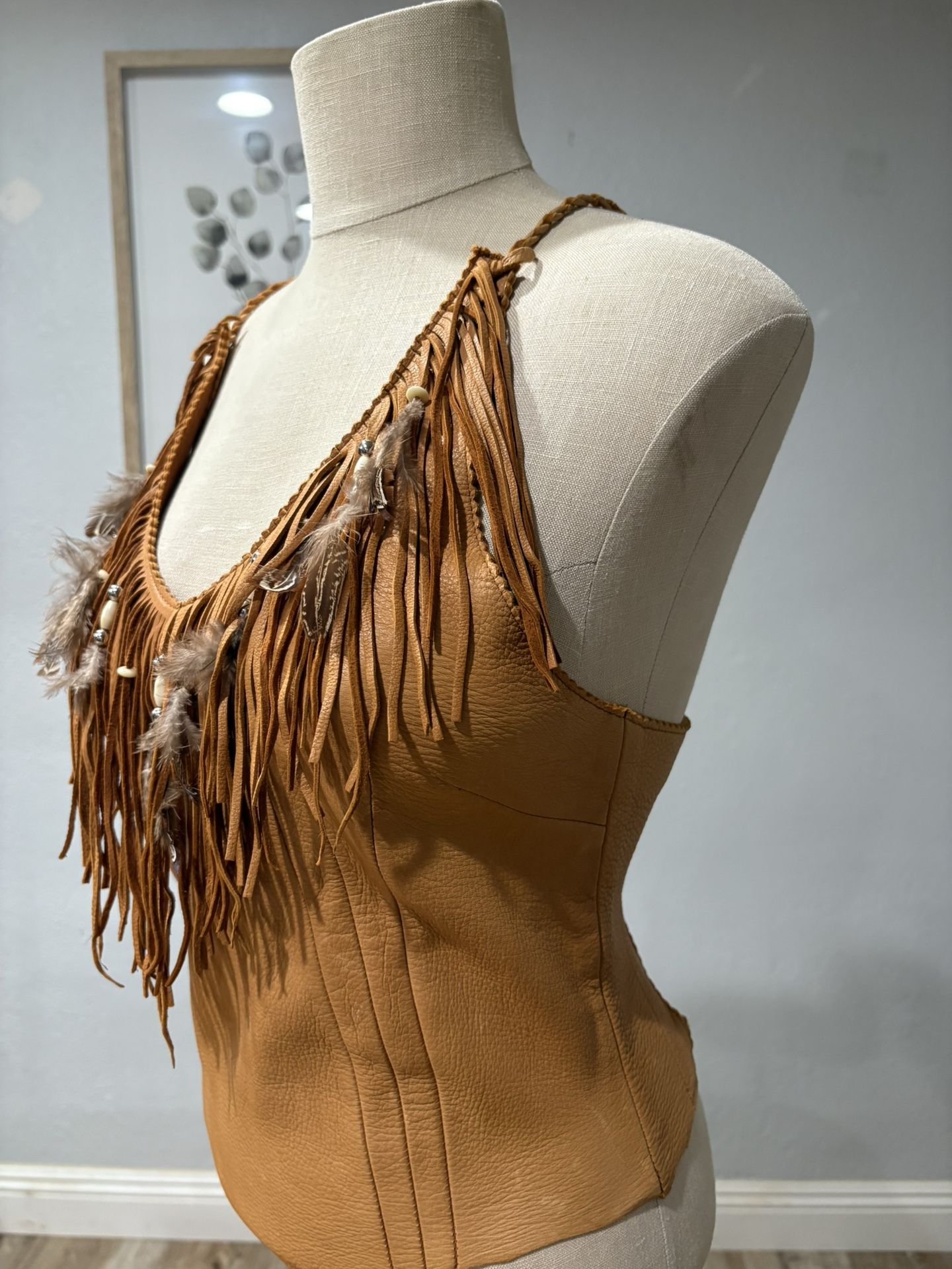 Leather Western Top With Fringe!