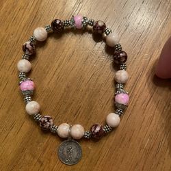 Vintage Cream And Pink Bracelet
