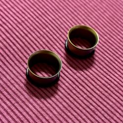 16mm 5/8 Titanium Gradient Single Flared Tunnels Purple Gold Silver Body Jewelry