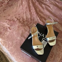 Naturalizer Silver Strappy Heeled Sandals