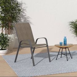 8pcs Patio Chairs Set of 8, Outdoor Stackable Dining Chairs for All Weather, Breathable Garden Outdoor Furniture for Backyard Deck, Dark Brown