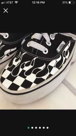 Vans Black And White Checker Flame Shoes