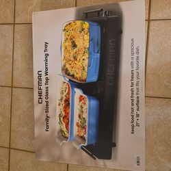 Chemin family-sized glass top warming tray