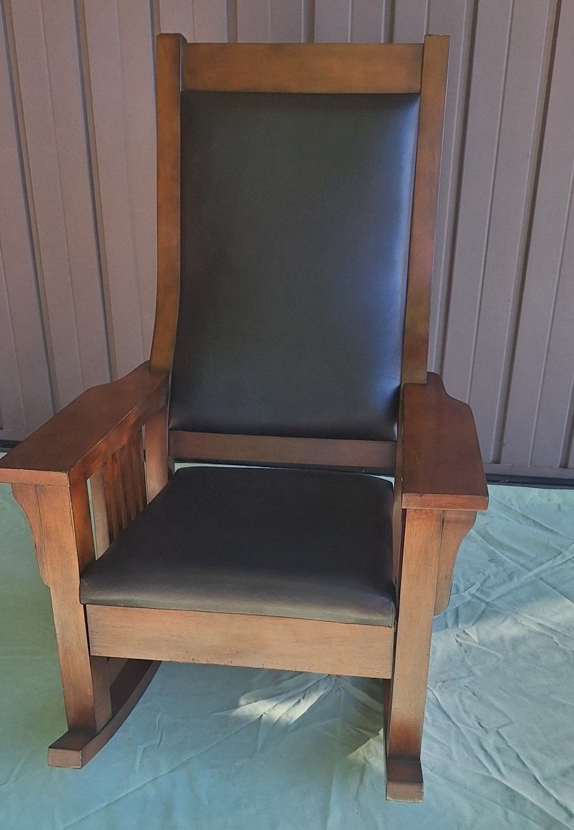 Mission Style Vintage Rocking Chair w/Secret Drop Down Drawer