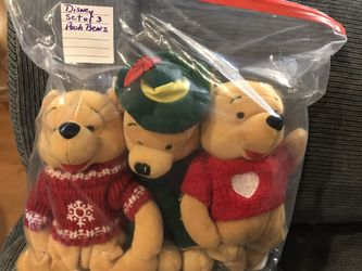 Three Disney Special Holiday Beanie Baby Poohs