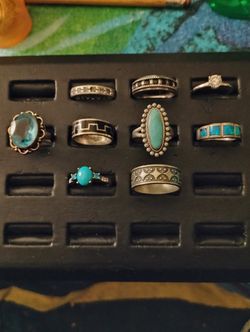 9 Ring Collection Set Sterling Silver 925 100% Guaranteed Sign Authentic And Real