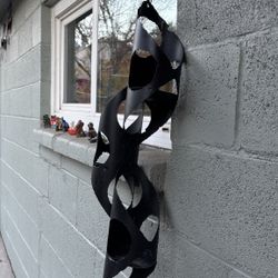 Hanging Candle Holder Brutalist Torch-Cut 3-Tier Black Metal Vintage