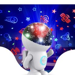 Astronaut Star Projector with Timer, 360 Degree Rotating Blue Halo Engergy Light Space Effect Kids Room Night Lights for Children Sleep Peacefully, Bi