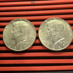 2 - 1967 Kennedy Half Dollar Coins 