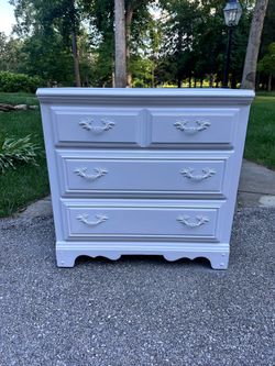 Beautiful white solid wood bedside table or small dresser
