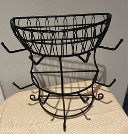 Gourmet Basics by Mikasa French Countryside Metal Mug Tree with Storage Basket..