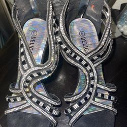 Black With Rhinestone Heels