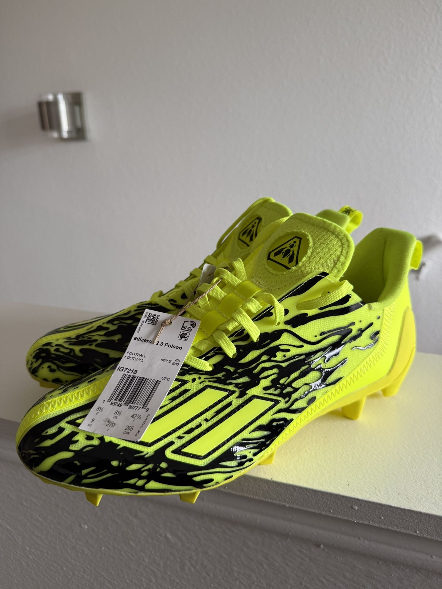 Adidas Adizero 12.0 Poison Solar Yellow Football Cleats Size 9