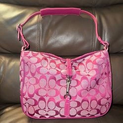 Coach Signature vintage Y2K Pink Soft Clip Hobo Bag