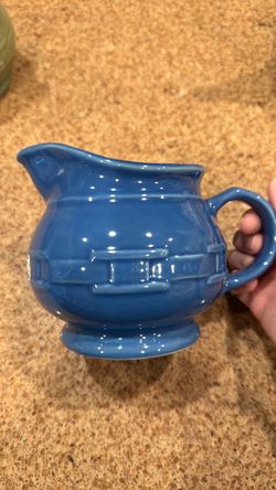Longaberger-Blue Ceramic Creamer Pitcher
