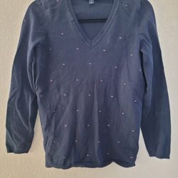Tommy Hilfiger V Neck Sweater Classic Ligo Detail Size M