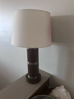 Wooden Table Lamp with White Shade