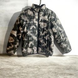 Gerry Weber Boys Puffer Jacket Size med 10/12 Black Gray Tie Die Print