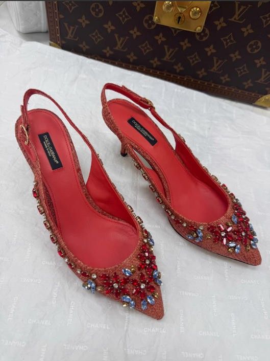 98 New Dolce&Gabbana Flower Water Diamond Small High Heels