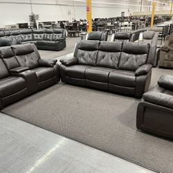 New Reclining Couch / Love Seat . Brown Leather . Free Delivery !