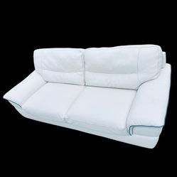 Natuzzi White Leather Sofa