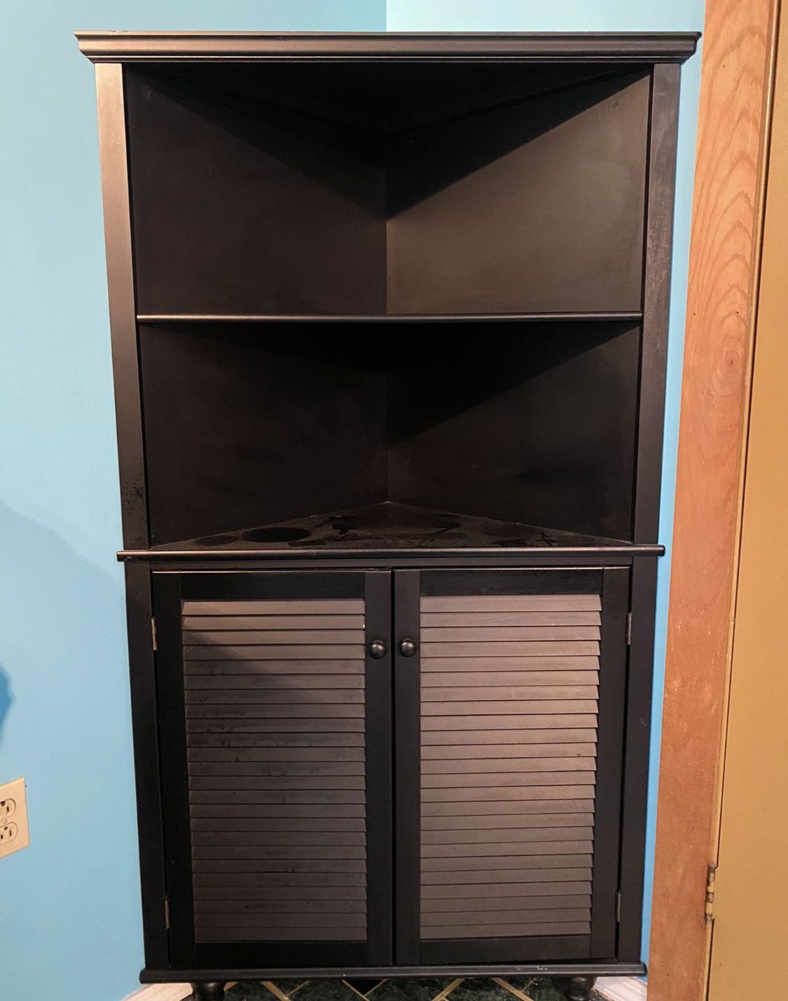Black Corner Dresser Storage Armoire Shelf