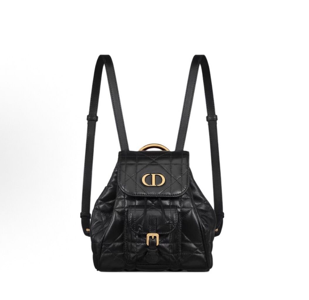 DIOR Caro adjustable leather shoulder strap flap drawstring opening and closing(16)72