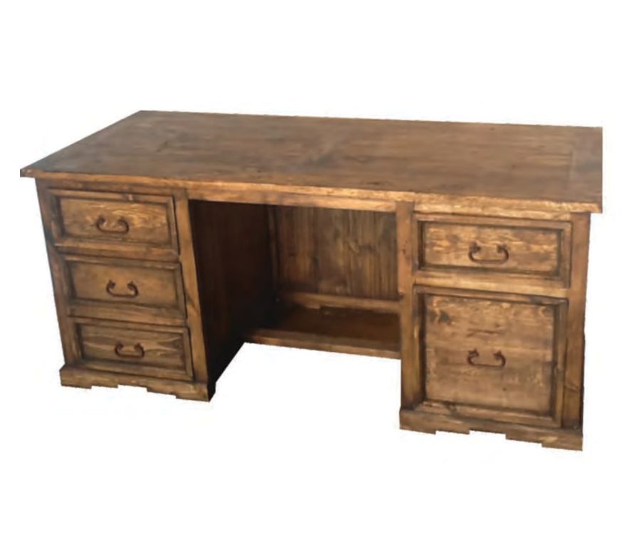ESC06 B Taos Executive Desk Brown Distressed