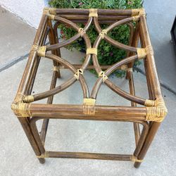 Rattan table with glass top $28