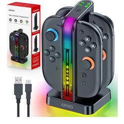 Switch 2 Controller Charger Dock for 2025 Nintendo Switch 2 JoyCon, 2.5H Fast Magnetic Charging Station with LED RGB & Indicator, Compact Joy-Con 2 De