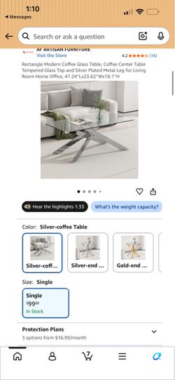 Rectangle Modern Coffee Glass Table,