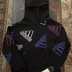 NWT Girls All Logo Adidas Hoodie- Size Medium