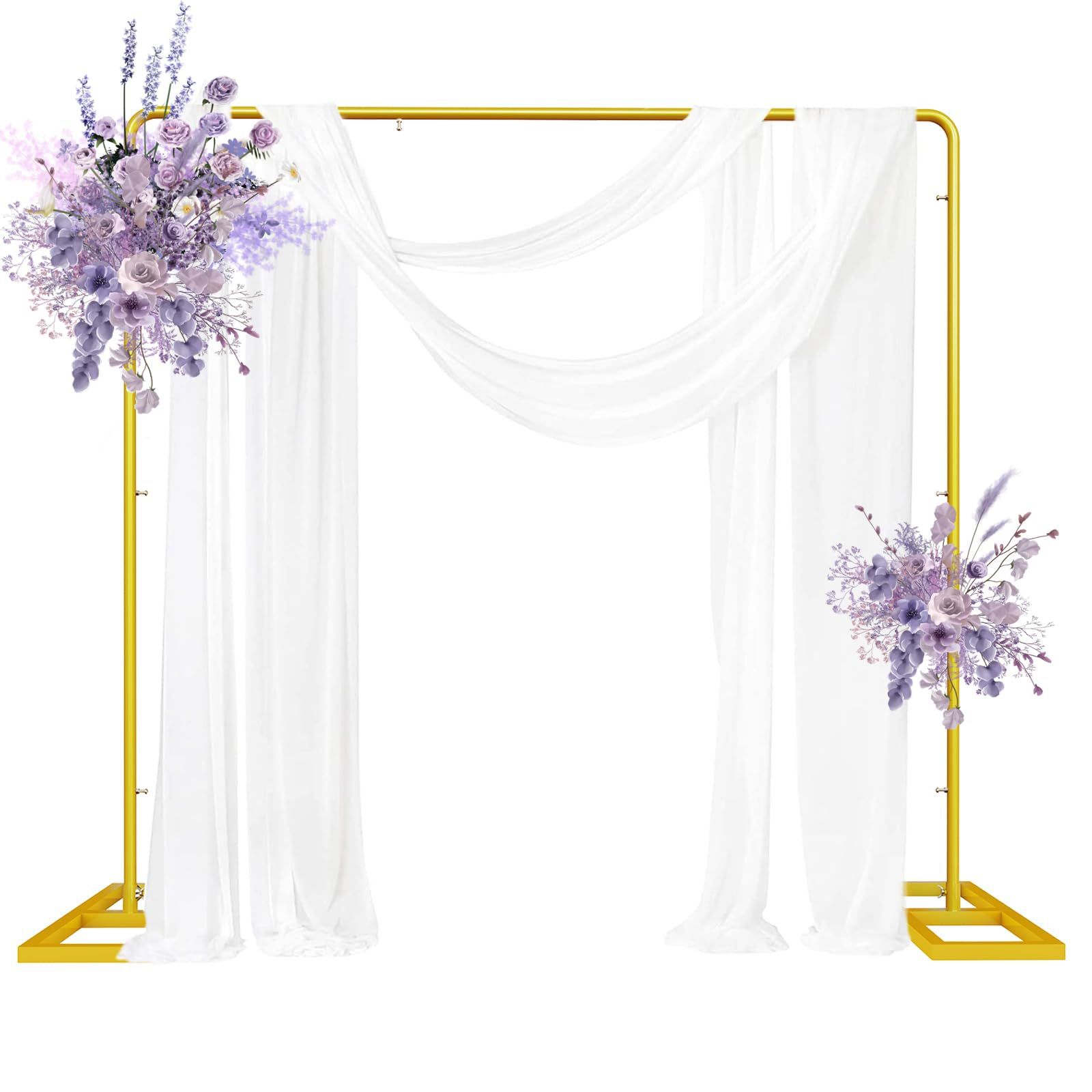 7.2Ft Metal Arch Backdrop Stand - Gold Square Stand For Wedding Ceremony, Party, Baby Shower, Birthday, Graduations Decoration - Easy To Assemble