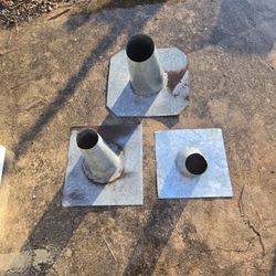 3 - Galvanized Roof Pipe Flashings / Vent Boots (Unused)