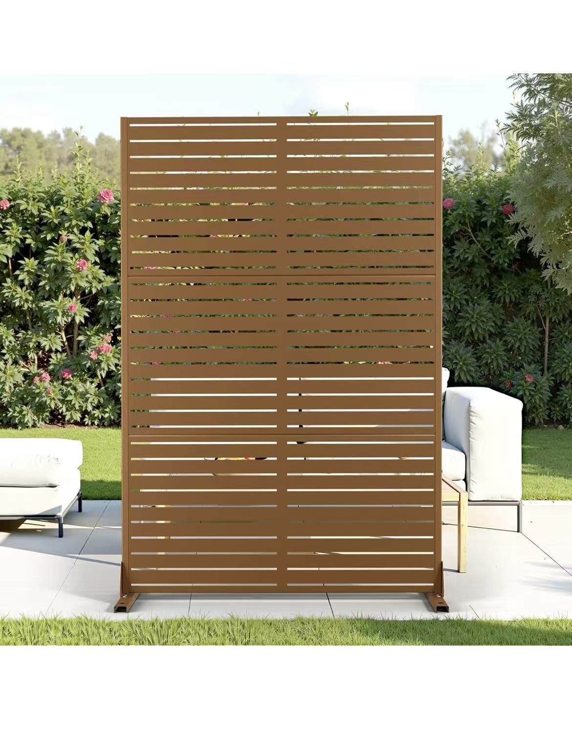 Outdoor Privacy Screen,72" H×47" W Metal Privacy Screen, Freestanding Privacy Fence Panels for Patio