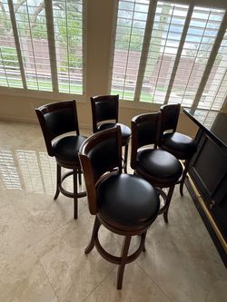 6 wood bar chairs