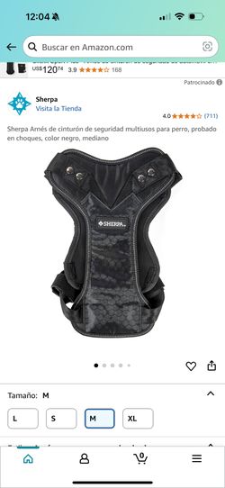 Sherpa Arnés de cinturón de seguridad multiusos para perro, probado en choques, color negro, mediano