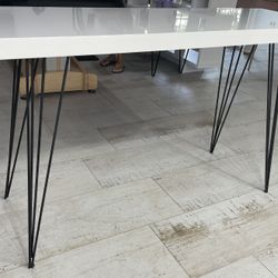 Safavieh Mid-century Walcott 55” Console Table White Lacquer Top & Black Metal Legs (2 Available)