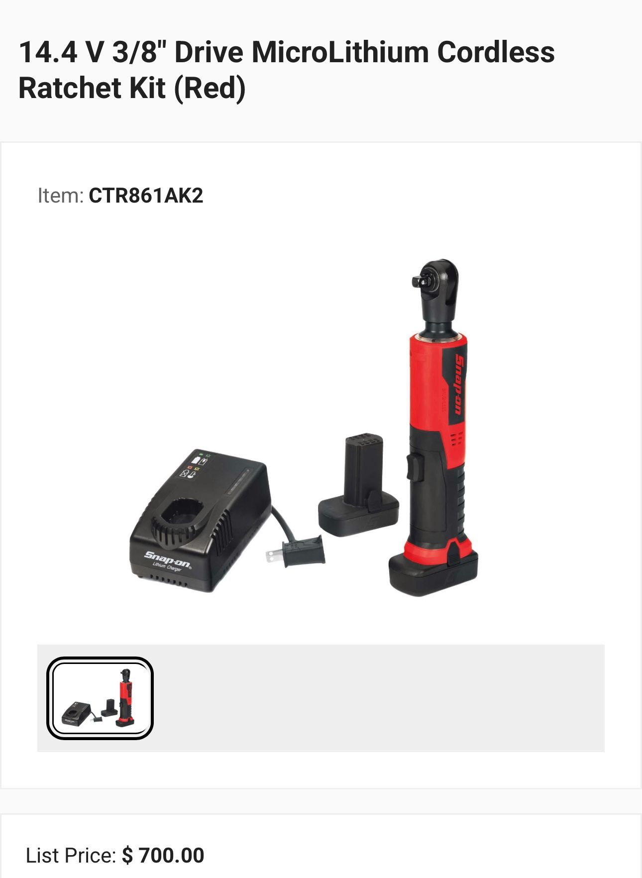 14.4 V 3/8" Drive MicroLithium Cordless Ratchet Kit