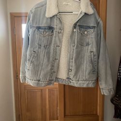 Size Medium - Fleece Inside- Denim Jacket - $20