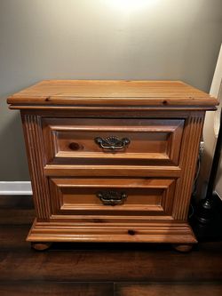 Pine Bedside Table And Drawers