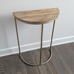 Demi Circle Wood Brass Side End Bedside Table 