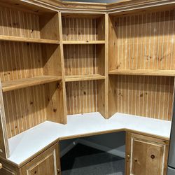 Custom Corner Desk With Shelving And Matching Book Case