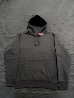 Supreme Satin Appliqué Hooded Sweatshirt in Black