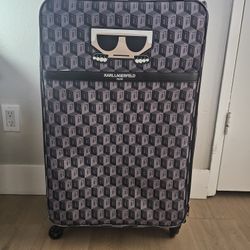KARL LAGERFELD LUGGAGE BAG MONOGRAM SIGNATURE TRAVEL VACATION SUITCASE CAT X
