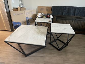White Marble Cocktail And End Tables