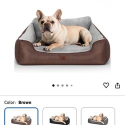 New Medium Dog Beds, Calming Anti-Anxiety Pet Bed for Small Dogs, Dog Beds for Small and Medium Pets with Non-Slip Bottom, 28”x20”x7”, Brown 